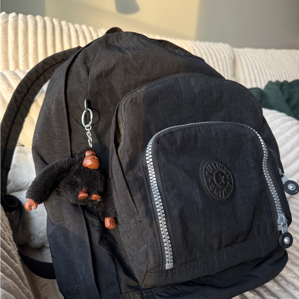 Black Kipling Backpack with Keychain - image 1